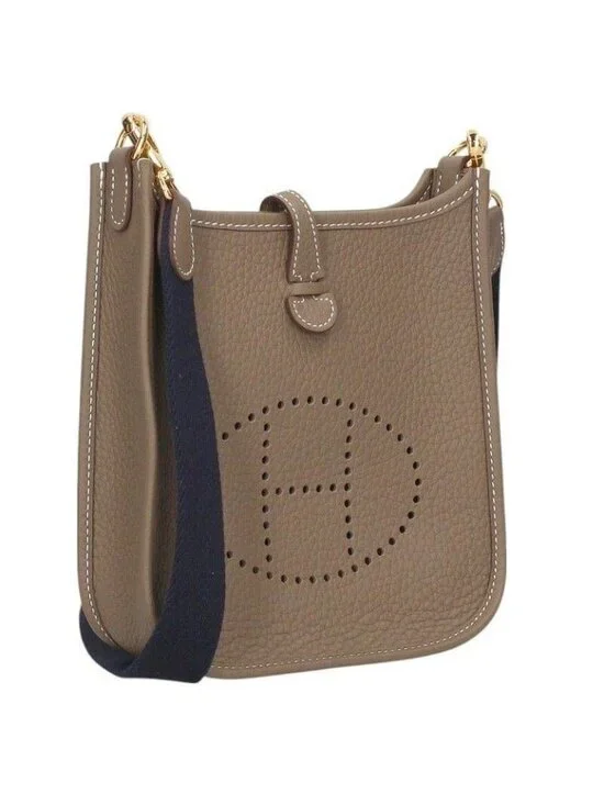 Hermes Evelyne TPM Taurillon Clemence Etoupe Shoulder Bag