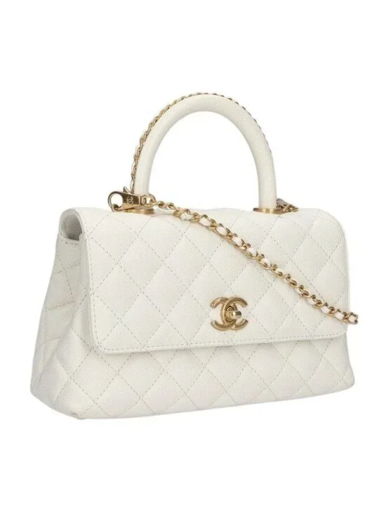 Chanel Top Handle Quilted CC Logo 2-Way Shoulder Bag 24