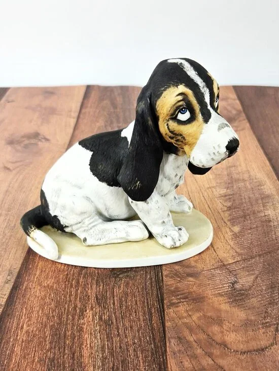 1983 Homco Masterpiece Porcelain Hand Painted Bassett Hound Pup 6