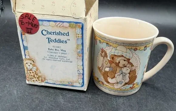 Cherished Teddies 911682 Baby Boy Mug Hamilton Exclusive 1992 Hillman NIB Rare 2
