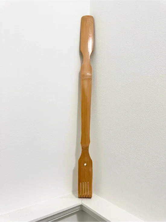 Bamboo Back Scratcher and Shoe Horn Stick - Natural Brown 19.5 inches long