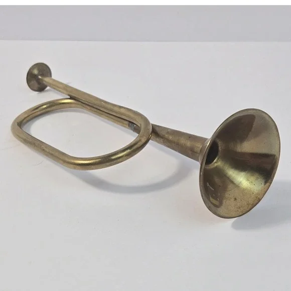 Vintage Brass Bugle Horn Small Decorative Trumpet Antique Style Instrument 8.5