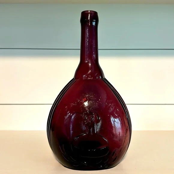Vintage Jenny Lind 9” Amethyst Bottle Empire Glass Works Purple Glass