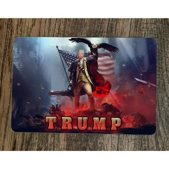 USA Donald Trump Freedom Eagle Machine Gun 8x12 Metal Wall Sign Poster‎