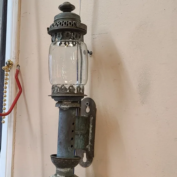 Antique Great Western Railway rustic oxidized Copper  Wall Lantern vintage