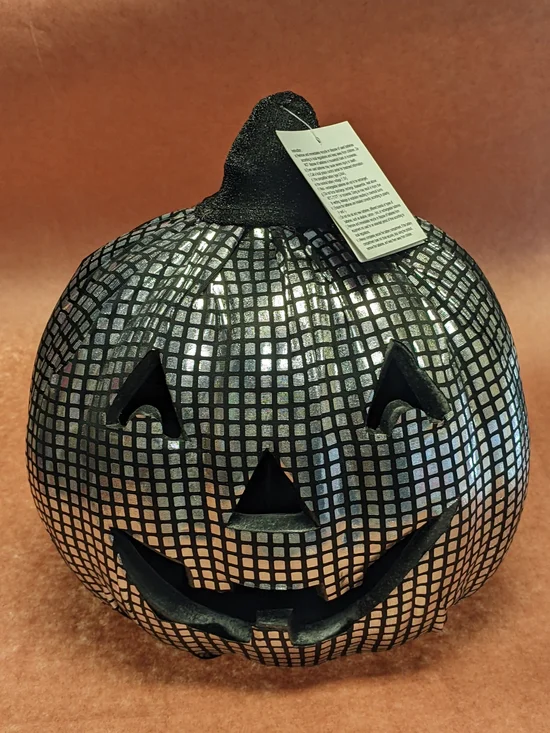 Light Up Pumpkin - Silver - 9 Inches Tall - New