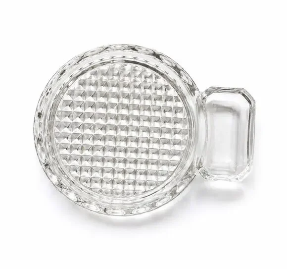 Vintage Glass Ashtray Cigarette Rest Drink Coaster Waffle Cut Sip And Smoke