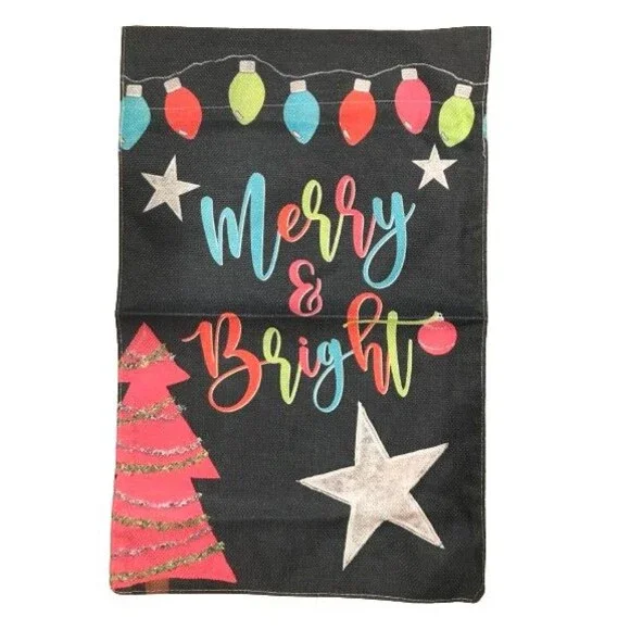 Christmas Garden Flag 12x18in Double sided Polyester Merry & Bright