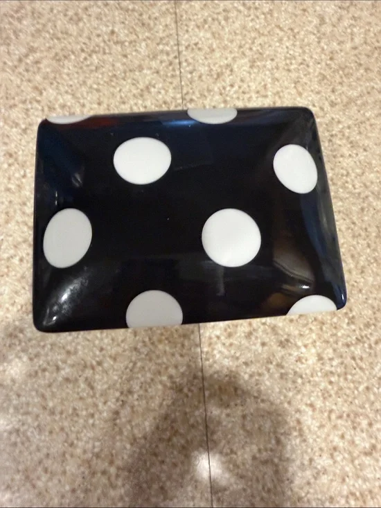 Fitz & Floyd vintage black and White Polka Dot Rectangular Tray w/ playing cards
