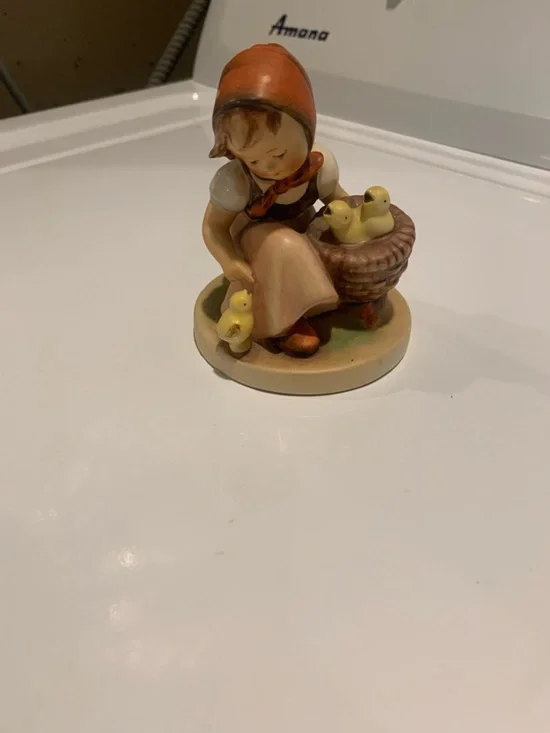House decor Girl With a chicks in basket