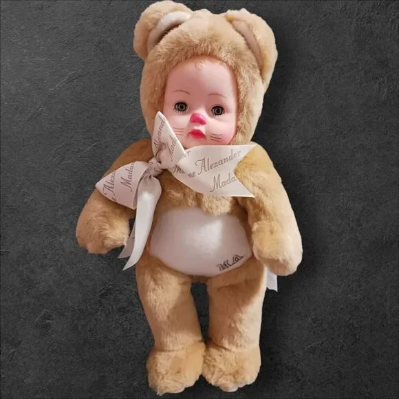 Madame Alexander Plush Bear Doll With Embroidered Details & Ribbon Bow 