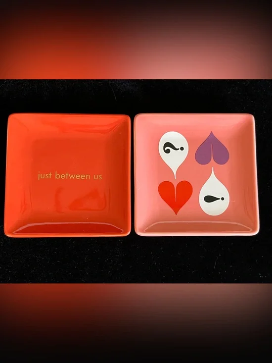 KATE SPADE Sweet Talk Just Between Us Set of 2 Trinket Dishes Jewelry Trays