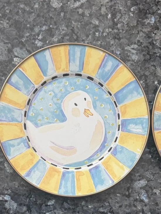 3 MacKenzie-Childs VTG Duck Enamel Plate 8