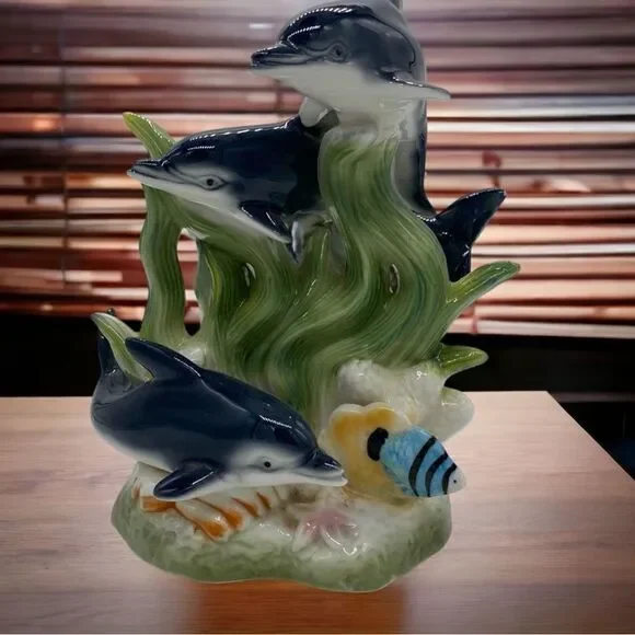 Vintage HETCO Ceramic Dolphin Figurine