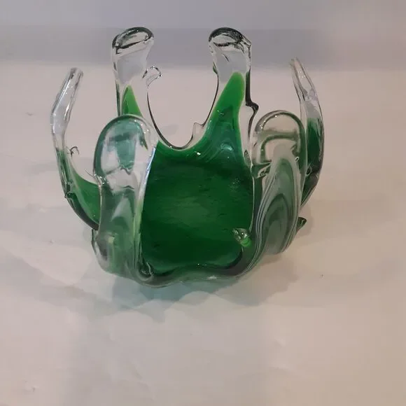 Handblown Glass Candle Holder Abstract Art Eclectic
