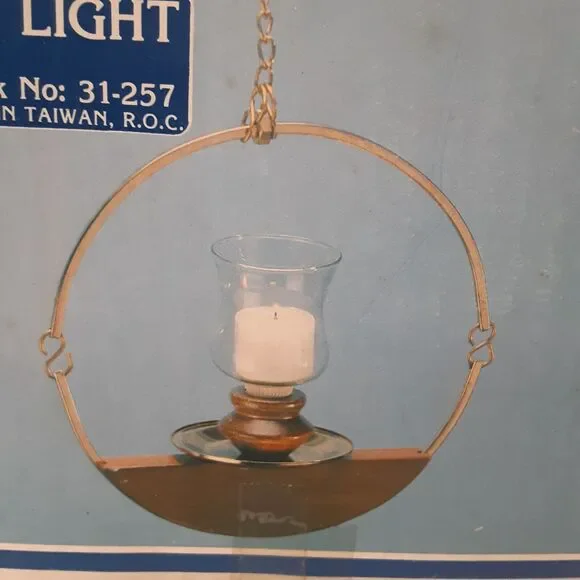 Vintage New Circle Of Light Candle Holder Wood & Brass Mid Century