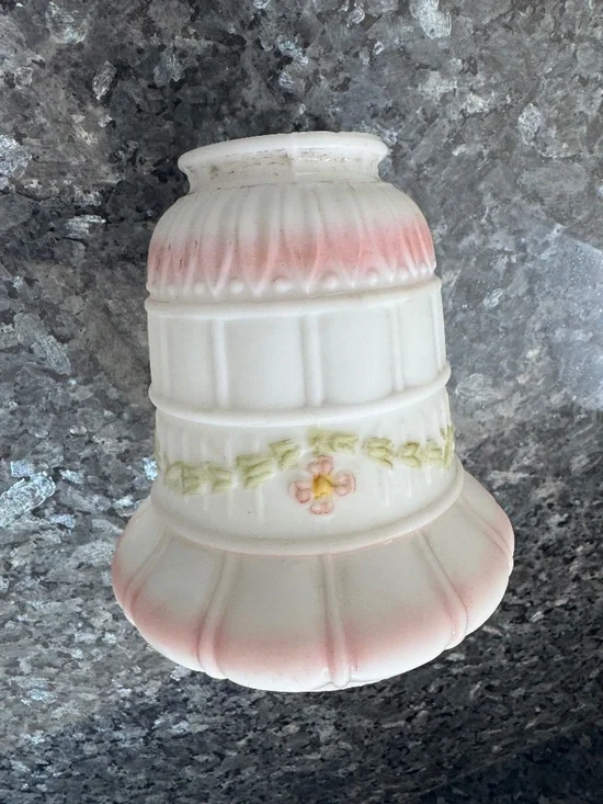 Floral Vintage Frosted Milk Glass Shade   2-1/4
