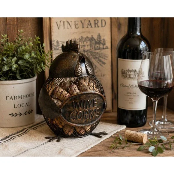 True Gobble Hen Cork Holder Metal Chicken Wine Cork Holder Rustic Farmhouse