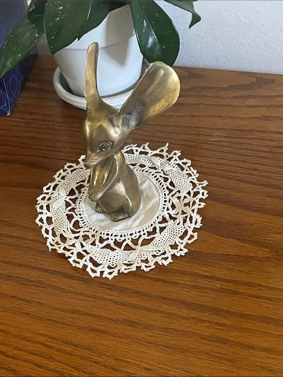 Brass mouse big earsFigurine - Vintage Gold Tone Decor