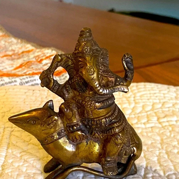 Brass Ganesh riding a shrew