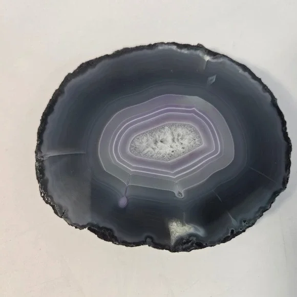 Purple Agate Slice Geode Polished Crystal Specimen Grey Banded Stone Decor
