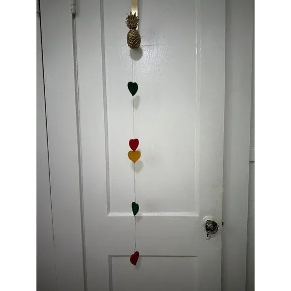 Colorful, wooden garland, heart strand