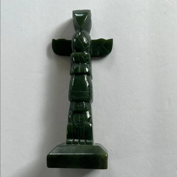 Vintage Genuine Jade Mini Totem Pole.
