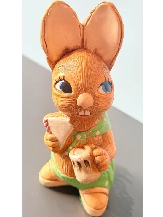 Green Polka Dot Bunny Figurine Decorative Accent