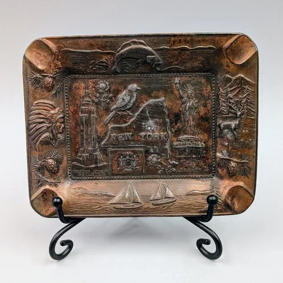 Midcentury Vintage Americana: New York Souvenir Cast Metal  Trinket Dish