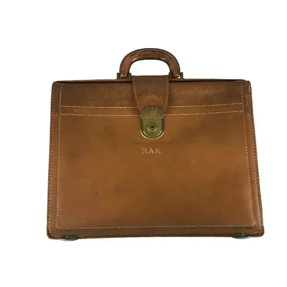Rexbilt Unisex Adult Brown Leather Top Grain Cowhide Top Handle Briefcase‎ Bag