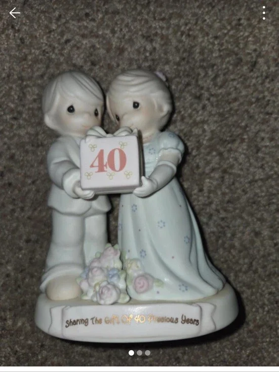 Precious Moments Porcelain 40th Anniversary Figurine in White and Pastel