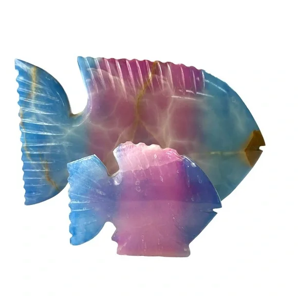 Pakistan‎ Hand Crafted Colorful Genuine Onyx Stone Fish Figure