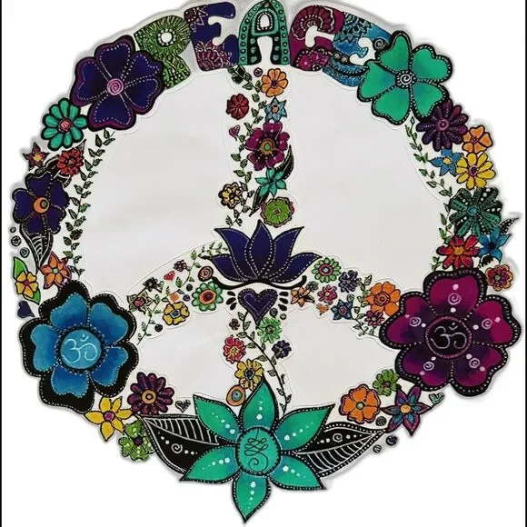 Peace Sign - Large Flower Vinyl Decal‎ Sticker