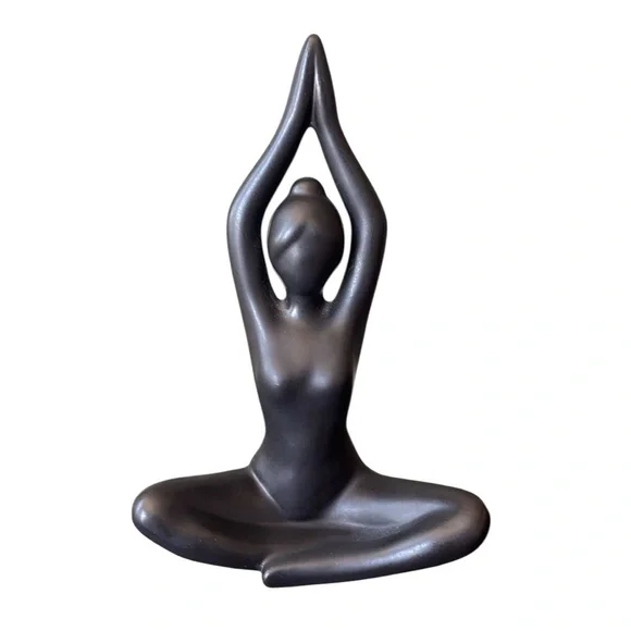 Yoga Figurine Lotus Anjali‎ Mudra Prayer Hands Black Statuette Yoga Decor