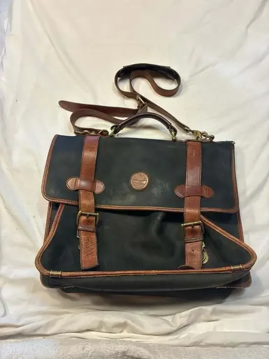 Vintage Timberland Leather Messenger Briefcase Bag