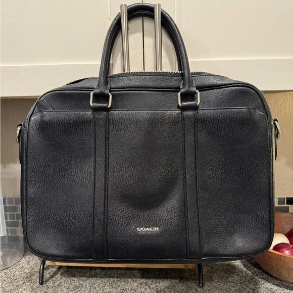 Coach Black Leather Briefcase Tote