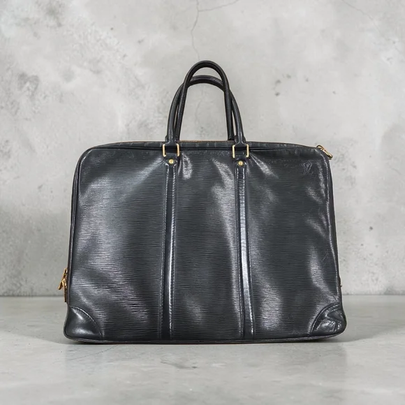 Louis Vuitton Epi Porte Documents Voyage PDV Black Leather Briefcase Authentic