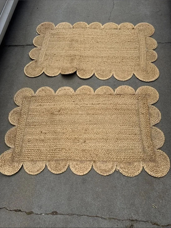 Natural Jute Scalloped Edge Rug Set - 2 Pieces