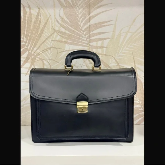Classic Black Leather Briefcase