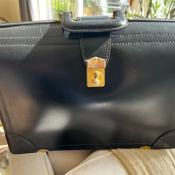 Elegant Black Leather Briefcase