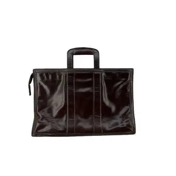 Vintage Distressed Brown LEATHER Retractable Portfolio Leather Briefcase Bag