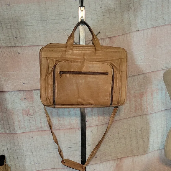 Tan Leather Breifcase Laptop Bag