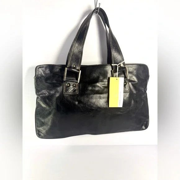 Francesco Biasia Black Leather Briefcase