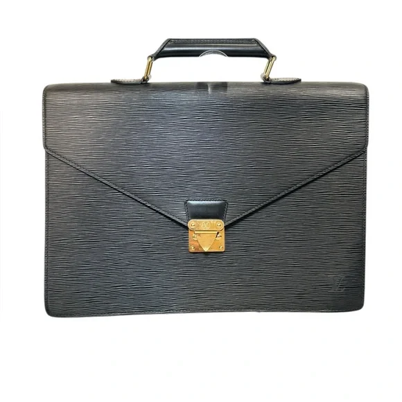 Vintage Louis Vuitton Black Epi Leather Briefcase w/ Key