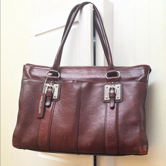 Marc New York Rich Brown Leather Briefcase