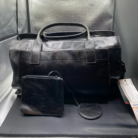 645 Wilson black Leather Pelle studio briefcase/satchel NEW W TAGS