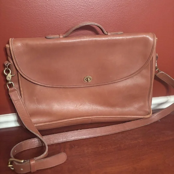 Coach Classic Brown/Tan leather side satchel