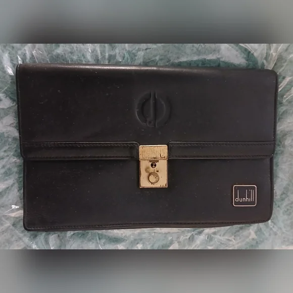 Dunhill Classic Black Briefcase with Gold Lock