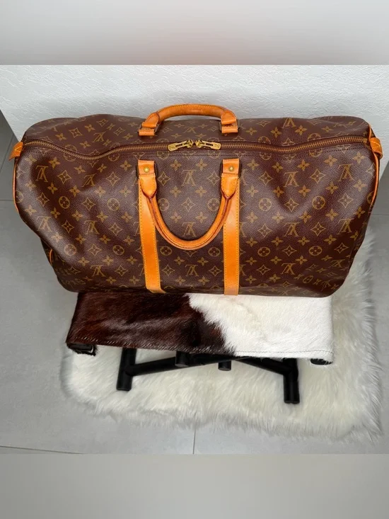 Authentic Louis Vuitton Vintage Monogram Keepall 55 Duffle Bag M41424|SN: MI874