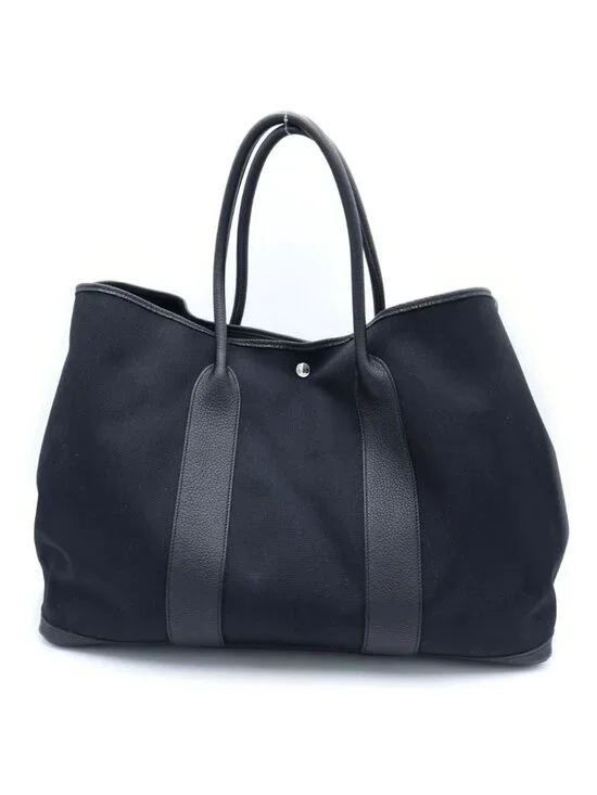Hermes Garden Party GM Toile Ash Negonda Tote Black